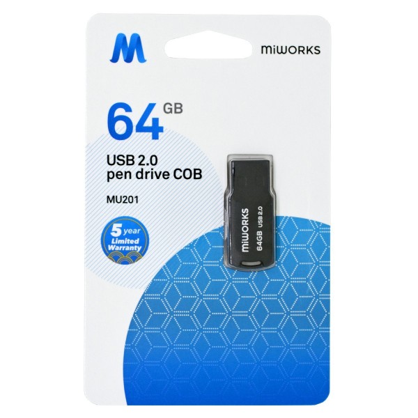 MiWorks MU201 64GB Mini Flash Drive USB 2.0 Μαύρο 